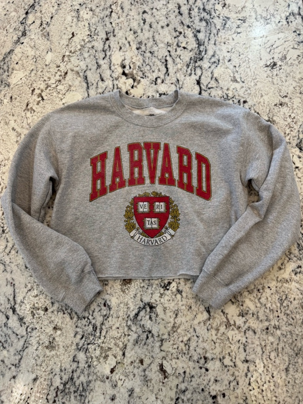 Harvard Cropped Sweatshirt Gray Crewneck Ivy League Graphic Size S - Picture 4 of 9